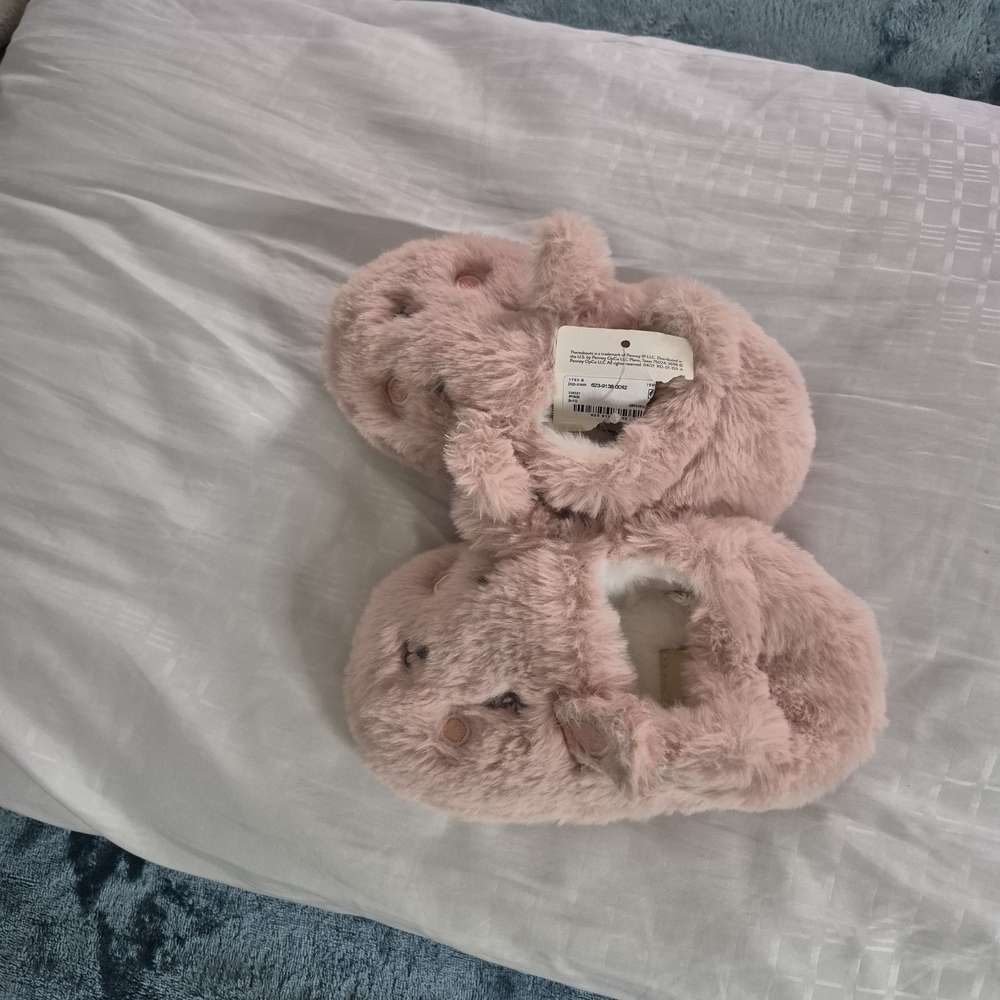 Pink Fuzzy  Bunny Animal Slippers